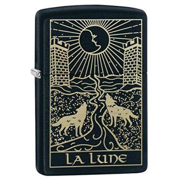 Imagem de Zippo Isqueiro de bolso preto fosco Wolf Tarot Card