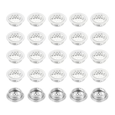 Imagem de PATIKIL Saídas de ar circulares de 32 mm, 25 peças de aberturas planas de malha redonda de aço inoxidável, painel duplo, grade de orifício de malha redonda para banheiro, cozinha, guarda-roupas