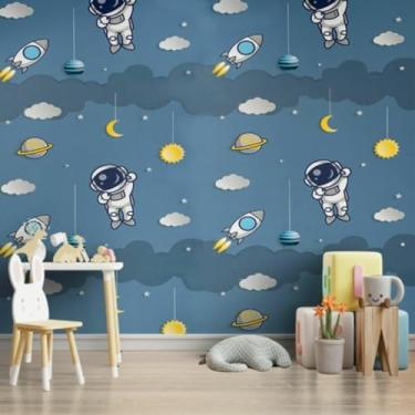 Imagem de Adesivo Papel de De Parede Infantil Astronauta Quarto Menino Menina 5 metros Rolo