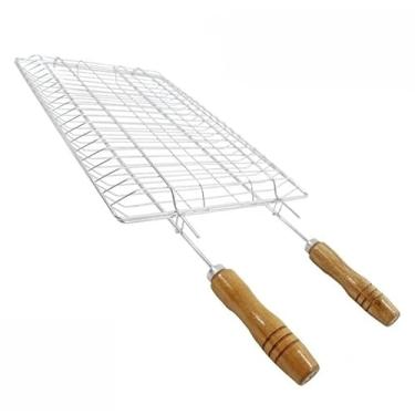 Imagem de Grelha Churrasqueira Inox Multiuso - Peixe, Frango, Linguiça e Pão de Alho