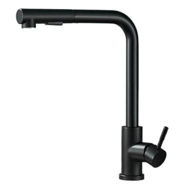 Imagem de Black 360° Rotation Stream Sprayer Nozzle Stainless Steel Kitchen Sink Hot Cold Taps Faucet Deck Mounted Mixer Tap(Black-1)