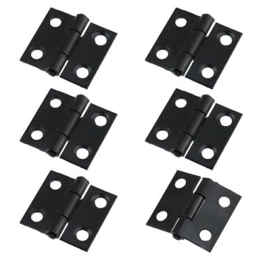 Imagem de Mcredy Mini dobradiças pequenas para caixa de madeira dobradiças de porta de armário de aço inoxidável preto de 2,5 cm para janelas de caixas de joias artesanais, 6 pacotes