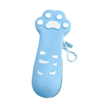 Imagem de IEUDNS Estojo de silicone em formato de garra de gato, decorativo para crianças, à prova d'água, multiuso, portátil, para cosméticos, maquiagem, Azul Claro