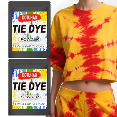 Imagem de DOTUHAO Kit de pó tie dye, cores amarelas e vermelhas, corantes de tecido, corantes permanentes e em pó, corantes criativos para roupas (2 cores, 60 g)