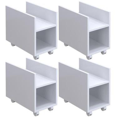 Imagem de Kit 4 Suportes Para Cpu E Nobreak Com Rodízios Guide Branco - LYAM DEC