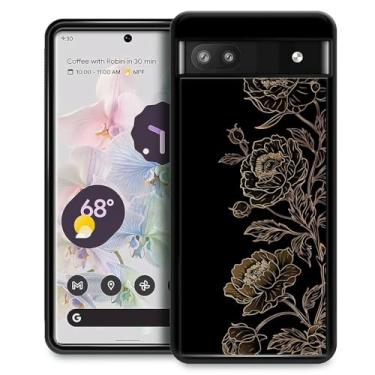Imagem de FKBRCL4U Capa para Google Pixel 6A, estampa de flores douradas, design gráfico, feminino, menino, silicone macio, acrílico, proteção contra choque para Google Pixel 6A