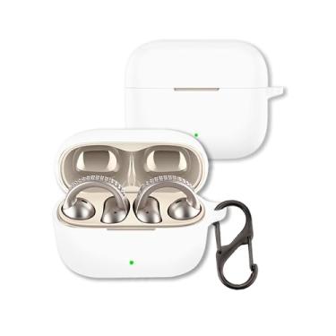 Imagem de Capa para fones de ouvido Moto Buds Loop 2025, capa protetora FJIASTB de silicone macio à prova de choque com mosquetão para fones de ouvido Motorola (branca)