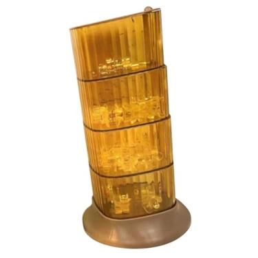 Imagem de AYNEFY 4 Caixa de Armazenamento de Jóias de Jóias de 4 Camadas Caixa de Cabelos de Armazenamento Prove de Poeira Desktop Transparente de Rotativas para Planejada de Cabelos Bandada de Cabeça (Laranja)