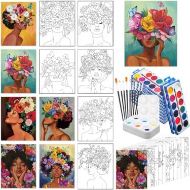 Imagem de Ctosree Kit de 12 conjuntos de telas pré-desenhadas para pintura para adultos, kit de sorvete e pintura, lembrancinhas de festa, telas pré-impressas para presentes de dia dos namorados, faça você