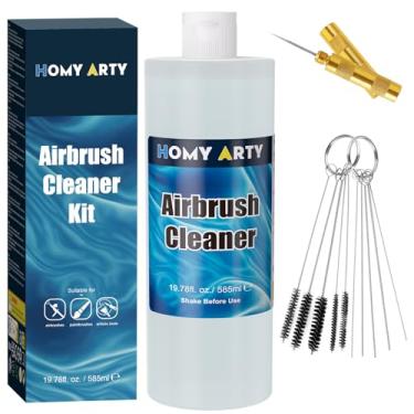 Imagem de HOMY ARTY Kit de limpeza de aerografia 585 ml - com limpador de bocal e escovas de limpeza, kit de limpeza de aerografia para tinta acrílica à base de água, ferramentas de arte, pincéis e aerógrafos