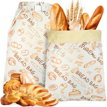 Imagem de Pacote com 2 sacos de pão de cera de abelha para fermento, sacos de pão reutilizáveis para armazenamento de pão caseiro, sacos de cera de abelha de algodão natural mantêm frescos por mais tempo