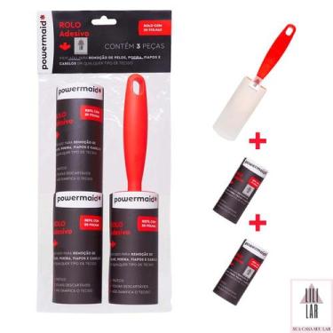 Imagem de Rolo Adesivo Tira Pelo Roupa 30 Folhas Rolinho com 2 Refil - POWERMAID