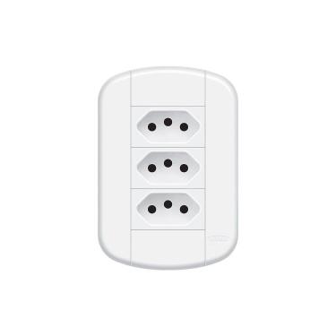 Imagem de Tomada Tripla Fame Blanc+ 2P+T 20A com Placa 4x2 Branca