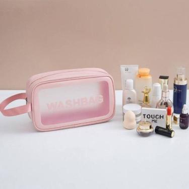 Imagem de Necessaire Organizadora Transparente Alça Lateral Impermeável Cores So