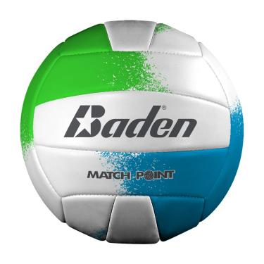 Imagem de Baden | Match Point | Couro sintético acolchoado | Recreação ao ar livre vôlei de quintal + bola de acampamento universitário | Todas as idades | Tamanho oficial 5 | Verde neon/azul/branco