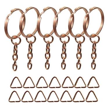 Imagem de Argola Com Corrente Rose Gold Para Chaveiro 23mm E Triângulo 500 Unida