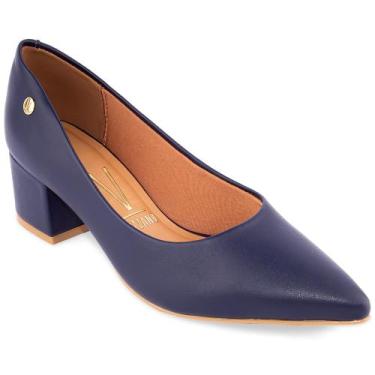 Imagem de Scarpin Vizzano Salto Médio Bloco Sapato Confortável, Azul navy, 37
