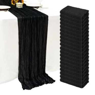Imagem de Pacote com 20 corredores de mesa Seveups Black Cheesecloth 55x300 cm