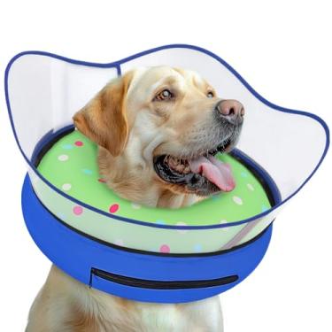 Imagem de Toptakeit Coleira de cone inflável elevada para cães após a cirurgia, coleira de donut, cone macio para parar de lamber para cães pequenos, médios e grandes