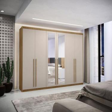 Imagem de Guarda Roupa Casal 100% MDF 6 Portas 6 gavetas com Espelhos Dubai Maje