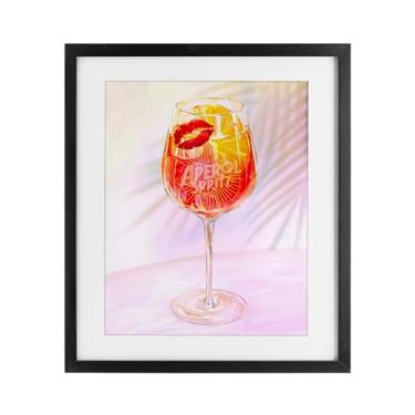 Imagem de Stupell Industries Impressão emoldurada retrô e tropical Aperol Spritz preta sob vidro, design por Ziwei Li, 40 x 33