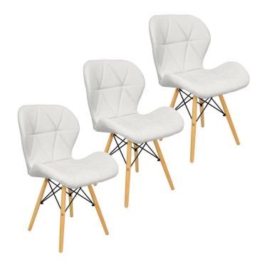 Imagem de Kit 3 Cadeiras Charles Eames Eiffel Slim Wood Estofada
