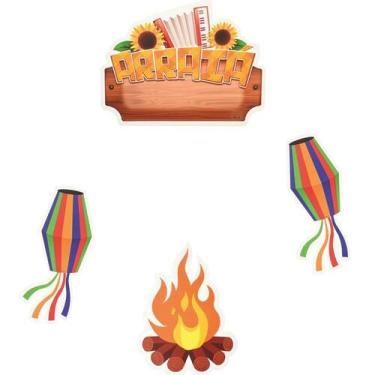 Imagem de Kit Decoração De Festa Junina Painel Fogueira 4 Peça 40Cm - Wincy Arra