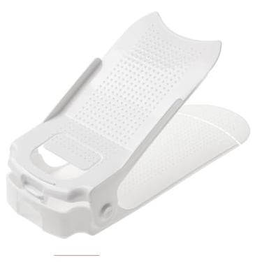 Imagem de Kit Com 20 Organizadores Com Furo Para Saltos - Regulagem De Altura, Organizador De Sapatos E TêNis Para Closet Organizado(Branco)