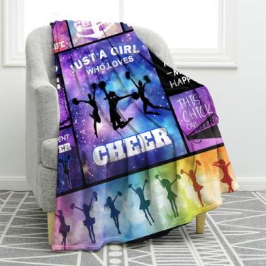 Imagem de Jekeno Cobertor de presentes de torcida para meninas, filha, sobrinhas, irmã, líder de torcida, treinadora de torcida, aniversário, Natal, tema de líder de torcida, decoração de presente, sofá, sofá