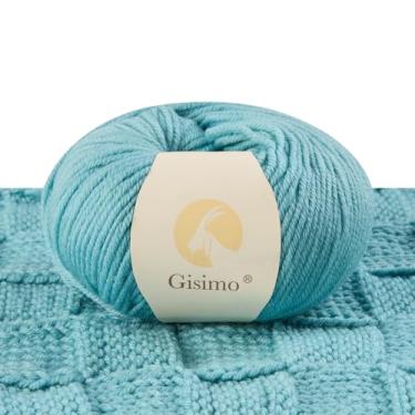 Imagem de Gisimo 100% fio de lã merino, fio luxuoso e macio de 6 camadas para tricô e crochê à mão, 50 g, 116 metros (mar de Aruba, 1 bola)