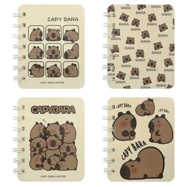 Imagem de Geluode 4 Packs Brown Capybara Mini Spiral Notebooks, A7 3.2" x 4.1" Cute Waterproof Pocket Notepads Journal Memo Pads for Birthday Gifts Stocking Stuffers School Kids Students Rewards