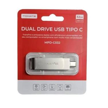 Imagem de PEN DRIVE DUPLO USB 3.0 E TYPE-C 32GB TOMATE MPD-C032 - Alta Velocidad