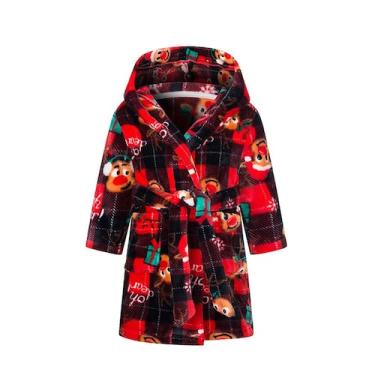 Imagem de Roupão de banho DELEY, roupa de dormir de flanela com capuz para menin