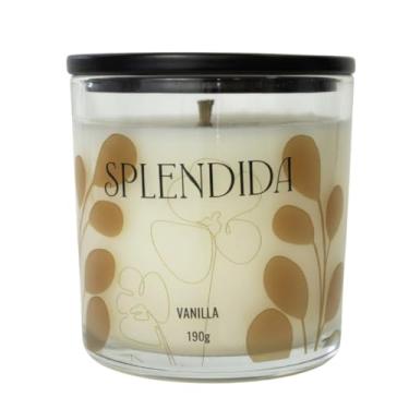 Imagem de Splendida Vela Aromática de Baunilha, Vidro Decorativo, Tampa laqueada, 190g, blend de ceras vegetais, Fragrância Doce e Envolvente Que Cria Um Ambientes Acolhedor
