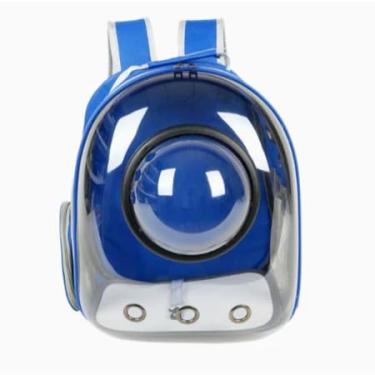 Imagem de Mochila Bolsa para Pet Transparente Visão Panorâmica para Gato Ou Cachorro Para Passeios Ao Parque Ou Visitas Ao Veterinário Bolsa De Transporte Para Gatos Confortável E Leve (WG891 Azul)