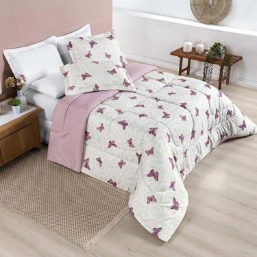 Imagem de Kit Edredom Cobertor Celi Queen Dupla Face Micropercal Estampado 200 F