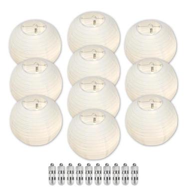 Imagem de Lanternas de papel LED Ethbirsge brancas chinesas 25 cm, pacote com 10