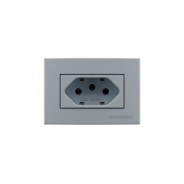 Imagem de Placa para Móveis 65x45 com Tomada MarGirius Sleek Colors 2P+T 10A Cinza