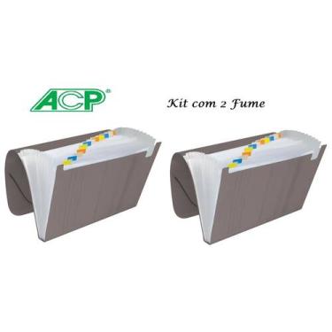 Imagem de Pasta Sanfonada Plastica A4 12 Div. Fume Kit c/2 Pcs ACP