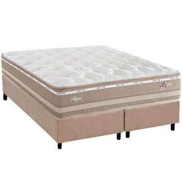 Imagem de Cama Box Baú Queen: Colchão Molas Ensacadas Herval Maxspring Angres + Base Crc Suede Clean (158x198)
