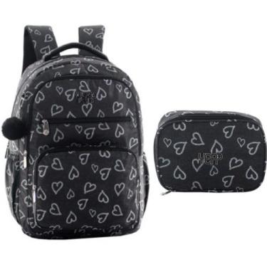 Imagem de Mochila De Costas Estampa Coração Escolar Juvenil 18 Com Estojo - Yepp