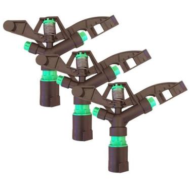 Imagem de Kit 3 Un. Aspersor De Impacto 1" POL irrigador canhão alcance até 30 m