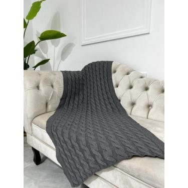 Imagem de Kit Peseira Decorativa Tricot Trança Cama King + 2 Capas - Calu Tricot