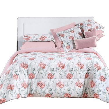 Imagem de Kit Coordenado Edredom e Cobre Leito Sensuale Super King Hortência 4 Peças  - 80% Algodão, 20% Poliéster