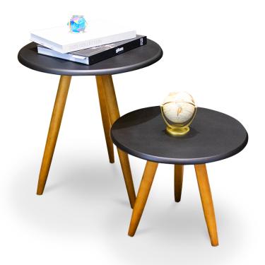 Imagem de Conjunto Mesa Lateral e Mesa de Centro Preto - D'Rossi
