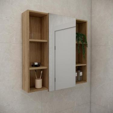 Imagem de Espelheira de banheiro vittare 80cm estilare esp5001 carvalho