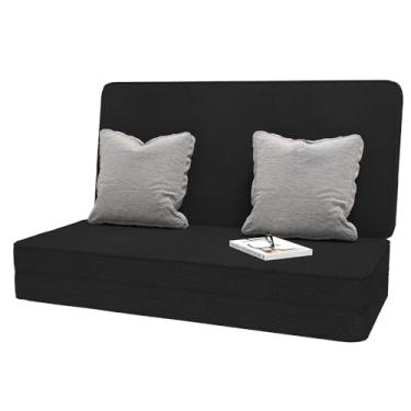 Imagem de Sofá Cama Dobrável Casal 3 em 1 Tecido TNT Preto 176x116cm – Leve, Compacto(Casal)