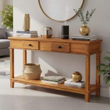 Imagem de Aparador Tradicional 1,5M de Madeira Maciça – 2 Gavetas, 1 Prateleira, Acabamento Envernizado