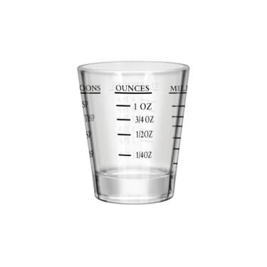 Imagem de 1 peça de copos de dosagem, copo de medição, copos de café expresso, vidro pesado líquido, 26 medições incrementais, 28,3 g, 2 TBS, 6 colheres de chá, 30 ml utensílios de cozinha (1, preto)