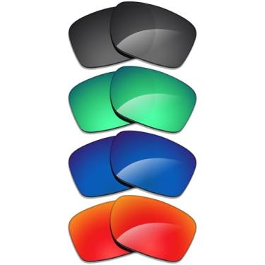 Imagem de Alphax 4 pares de lentes polarizadas de substituição para óculos de sol Oakley Latch Beta OO9436 - preto + verde + vermelho + água profunda
